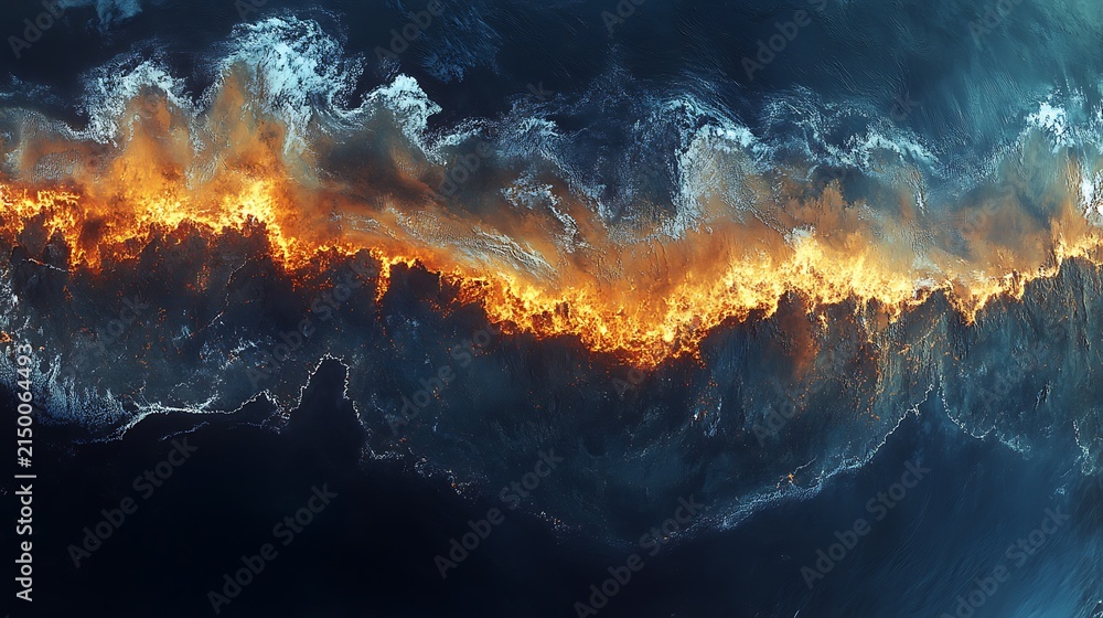 Fototapeta premium Abstract fiery celestial landscape