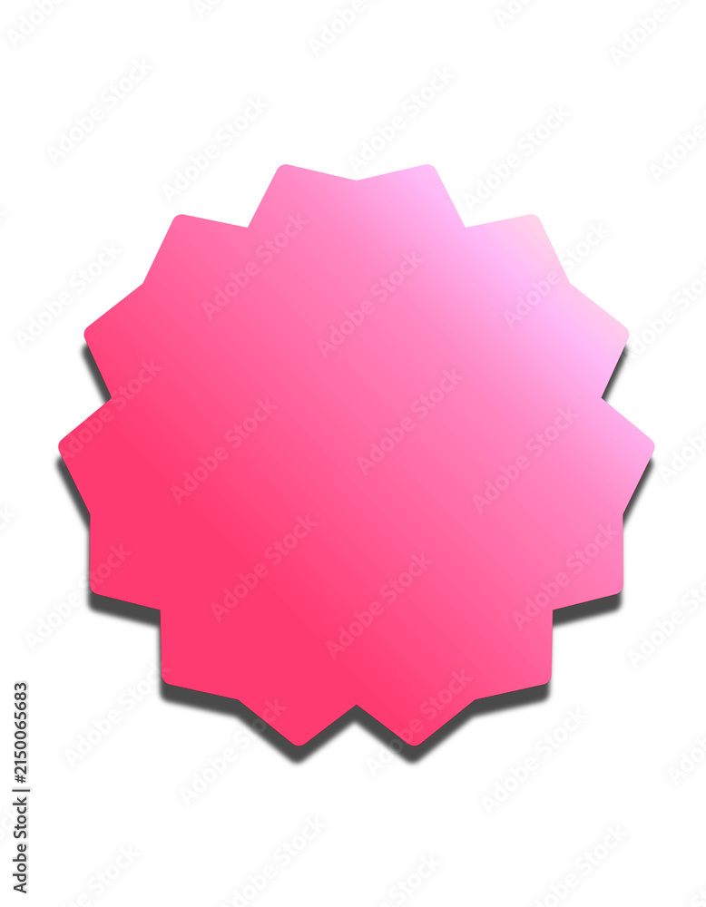 Obraz premium Pink polygonal badge with a soft gradient and drop shadow, isolated on a white background