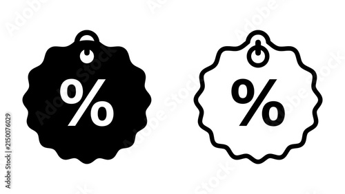 Percentage Sale Tag Icons: Two stylized sale tags, one black and one white, featuring a prominent percentage symbol, ready to signify discounts and promotions.