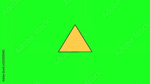 Yellow caution warning triangle sign animation on green screen alert hazard attention danger notification alert hazard attention danger