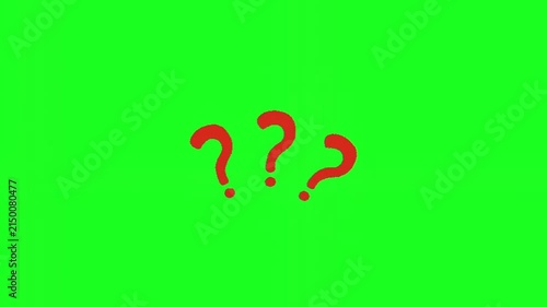 Animated red question mark symbol on green screen background query asking riddle problem doubt query asking riddle problem doubt