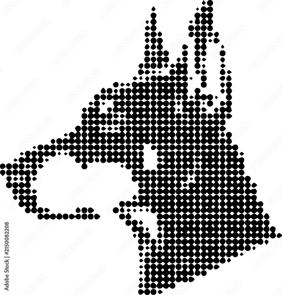 Obraz premium Doberman dog head halftone silhouette illustration