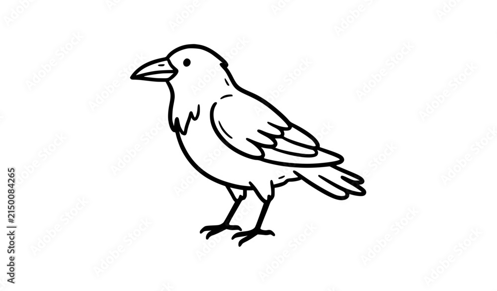 Obraz premium Simple Crow Bird Icon Hand Drawn Doodle Vector