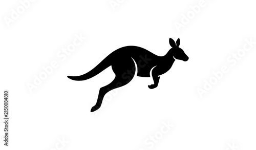 Jumping kangaroo black silhouette icon vector symbol for Australian sports and adventure logo