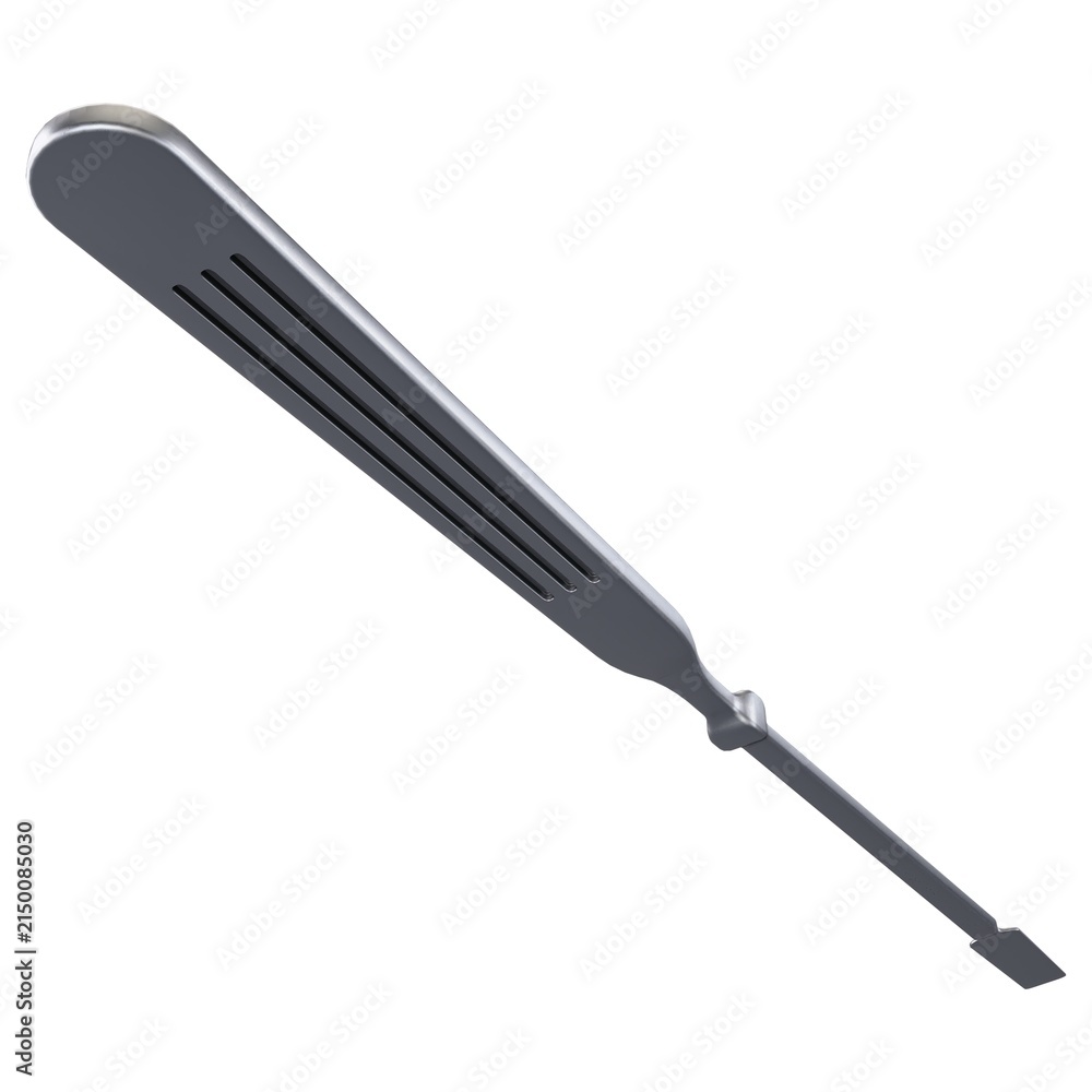 Fototapeta premium Antique Surgical Spatula - Vintage metallic surgical spatula medical instrument, isolated on a white background. 3D render image