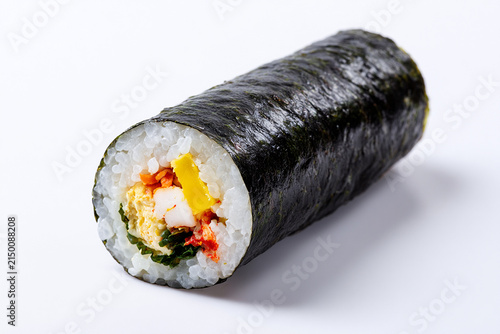 Fresh Korean Kimbap Rolls on White Background