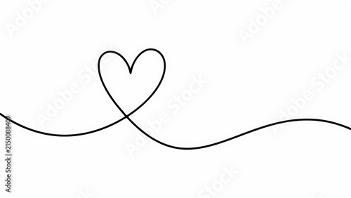 Minimalist continuous line drawing of a heart shape on white background with minimalist minimalism continuous