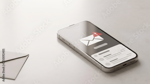 Mobile cybersecurity threat warning showing malicious email alert notification on digital smartphone