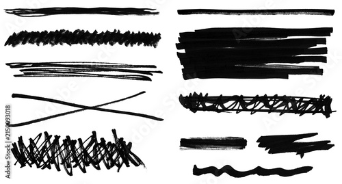 Black Brush Stroke Set – Artistic Scribbles and Textures