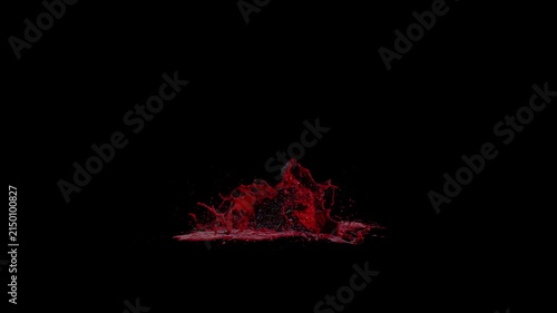 3D Animation Blood Paint Splashing, Liquid Ink Burst, Shiny Paint Fluid Simulation, VFX Overlay