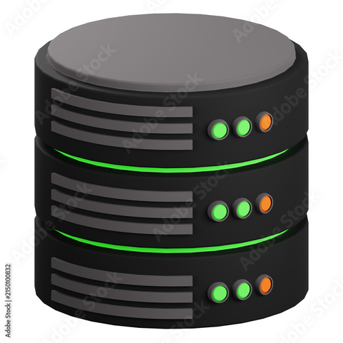 3D Database Server Icon for Cloud Computing and Data Storage