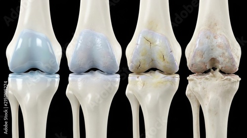 Progression of knee osteoarthritis from healthy to severe joint degeneration