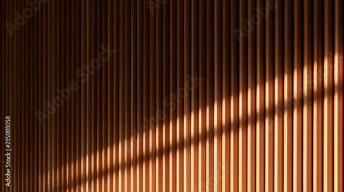Sunlight and Shadow on Ribbed Wooden Wall Texture