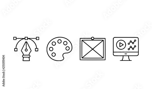 Creative Art and Graphic Design Thin Line Icons Vector Collection 64 Pixel Perfect