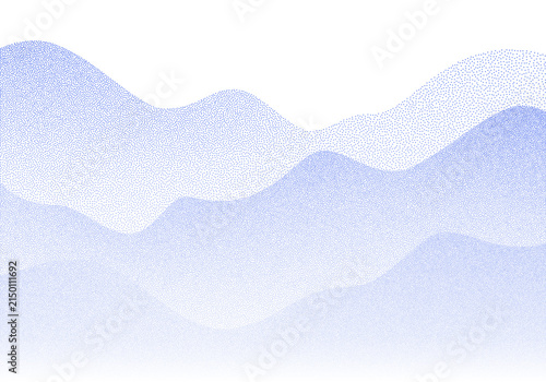 Wave gradient pattern with grain stippling halftone dots and retro graphic landscape texture