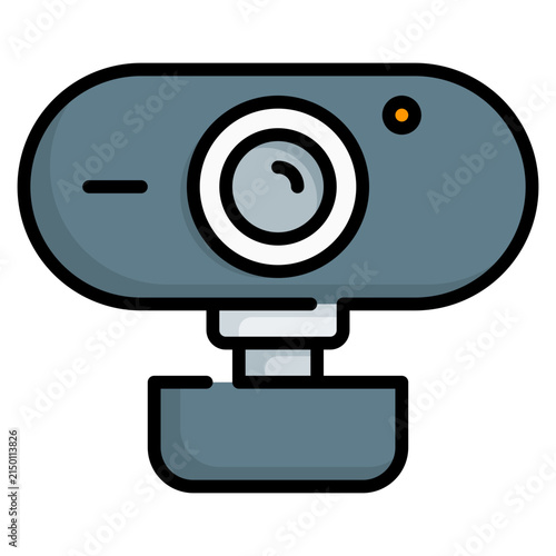 Webcam filled line icon. Video streaming and conference symbol.
