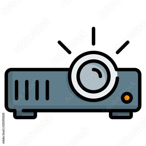 Projector filled line icon. Presentation and multimedia symbol.