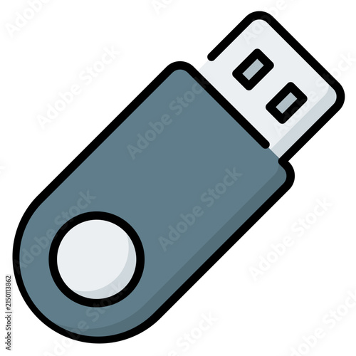 USB flash drive filled line icon. Data storage and memory symbol.