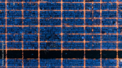 City Block Pattern with Orange Streets at Twilight