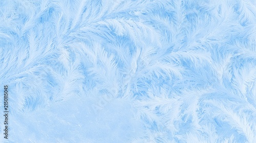 Pale Blue Frost Texture with Feathered Ice Crystals