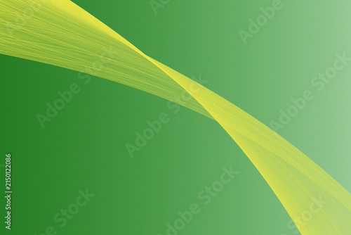 Fotografie Abstract Green Background with Dynamic Yellow Wave Lines