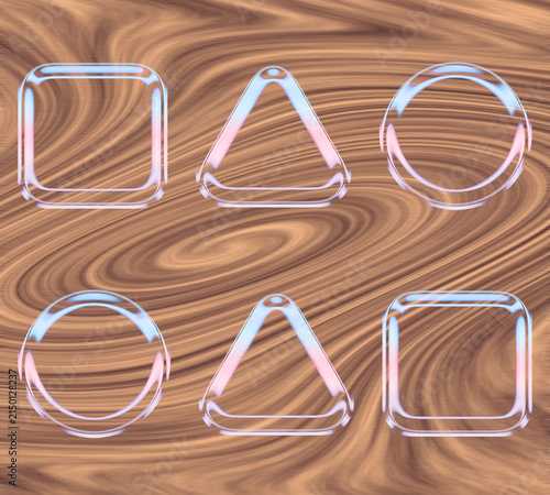Canvastavla Geometric shapes with metallic sheen on a swirling wood texture background