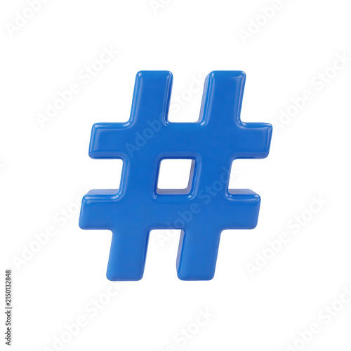 Blue Hashtag Symbol 3d Render Transparent Background