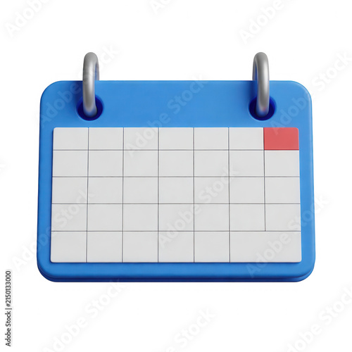 Blue Plastic Calendar Mockup Transparent Background