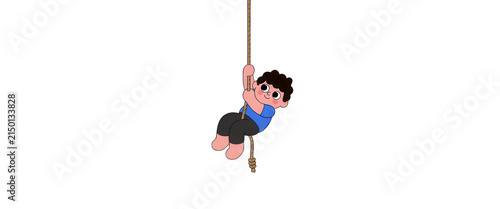 Boy Climbing Rope Transparent Background