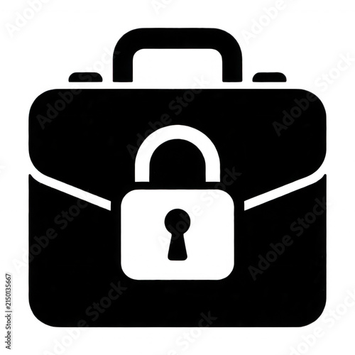 Briefcase with Padlock Outline Transparent Background