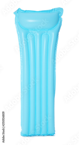 Light blue inflatable mattress isolated on white. Water toy