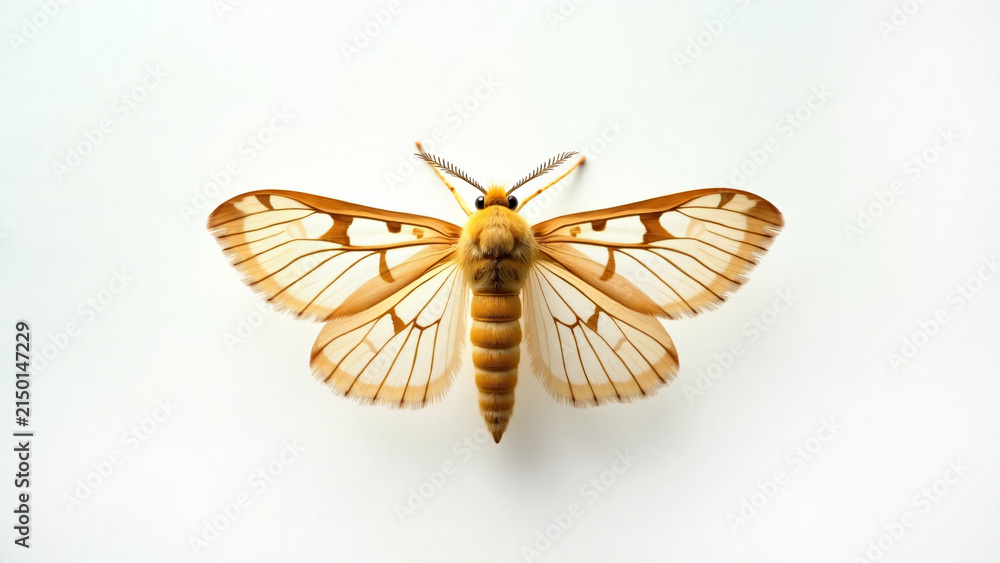 Obraz premium Clothes Moth Macro Close-Up with Clean White Background