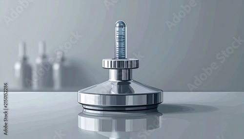 Stainless Steel Threaded Leveling Foot on Reflective Surface.