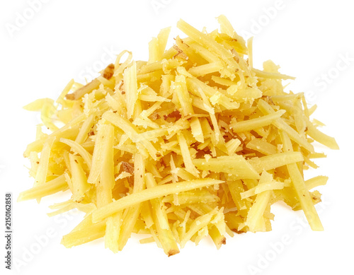 Fine Grated Ginger Pile Isolated on White