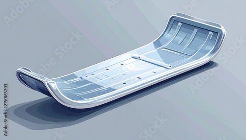 Modern White Plastic Snowboard Design Isolated on Gray Background.