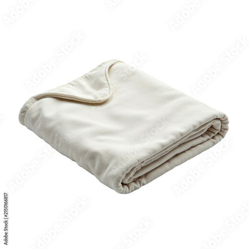 Soft, White, Cozy Blanket Folded Neatly on a White Background for Comfort and Warmth in Home Decor and Bedding Settings