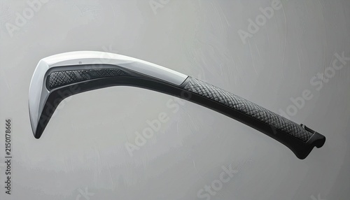 Modern curved black and white object isolated on gray background.