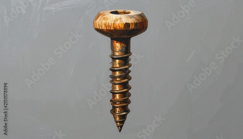 Rusty metal wood screw isolated on grey background.