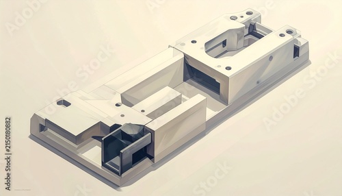 Industrial linear motion guide system isolated on white.