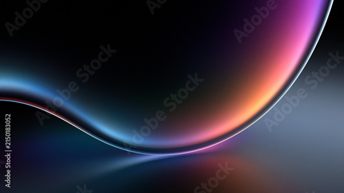 Abstract Dark Futuristic Background with Glowing Gradient Wave