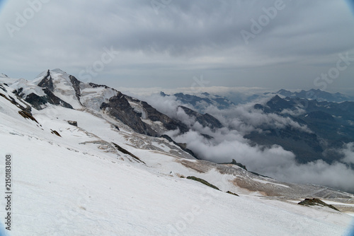 Snowy Ridge and Clouds on Breithorn Ascension