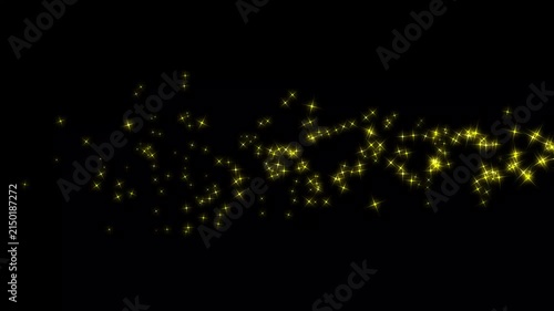 Luxury white glitter sparkle trail animation with magical dust, glowing pixie particles and christmas star effects forming an elegant shimmering path on black background in seamless 4K