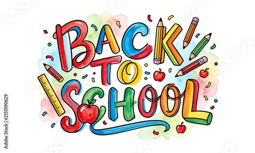 Colorful Back To School Hand Drawn Lettering Doodle
