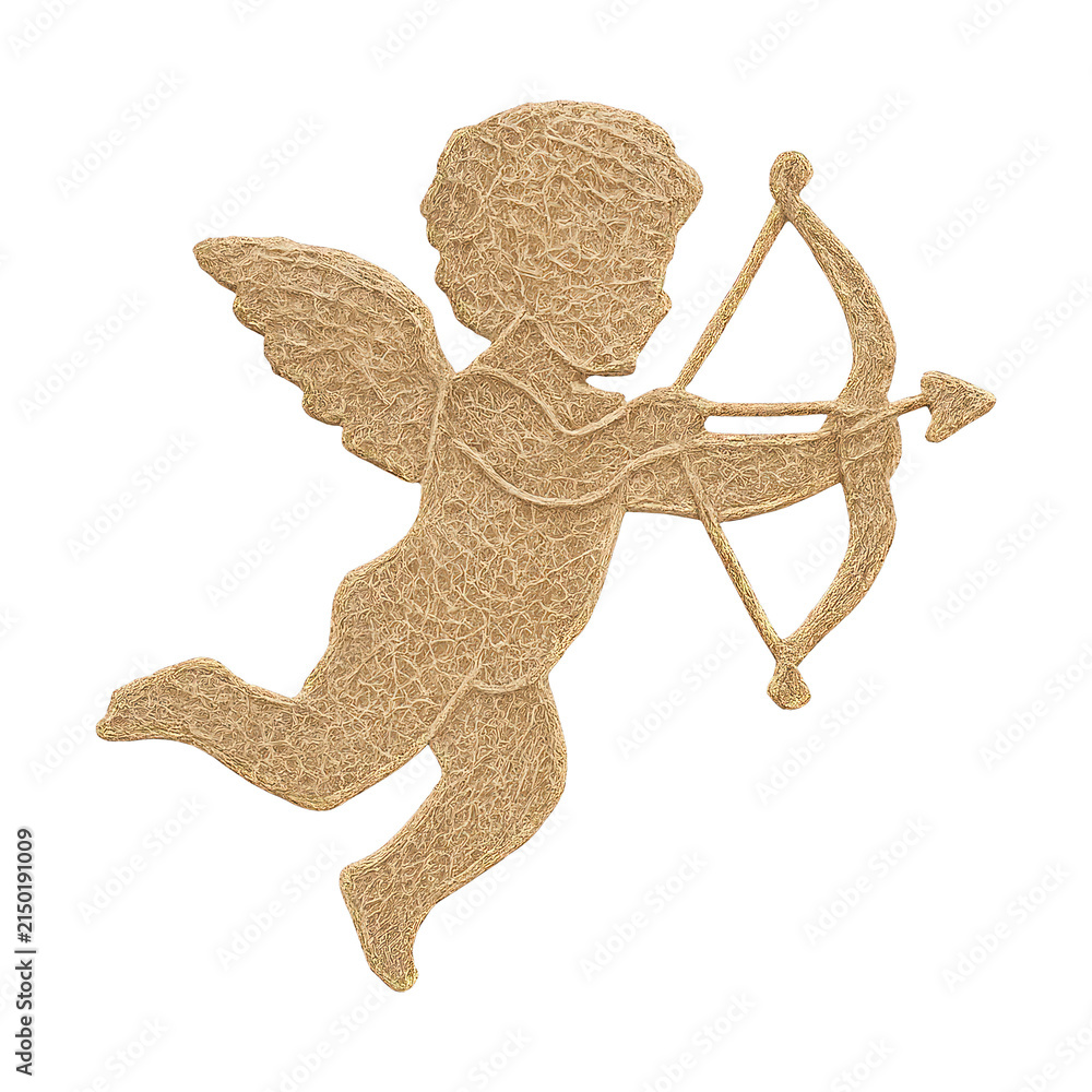 Fototapeta premium PNG Golden cherub with bow