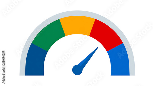 speedometer style dial with colorful scale representing performance measurement and rating