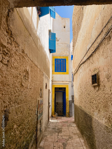 Typical narrow street of the old town of Essaouira