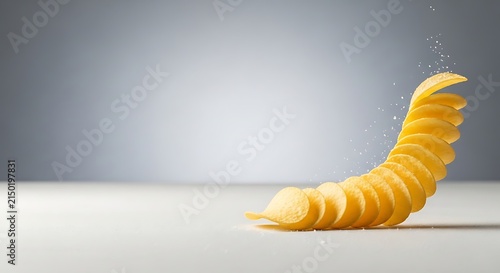 Stack of crispy potato chips with seasoning sprinkling appetizer sprinkle