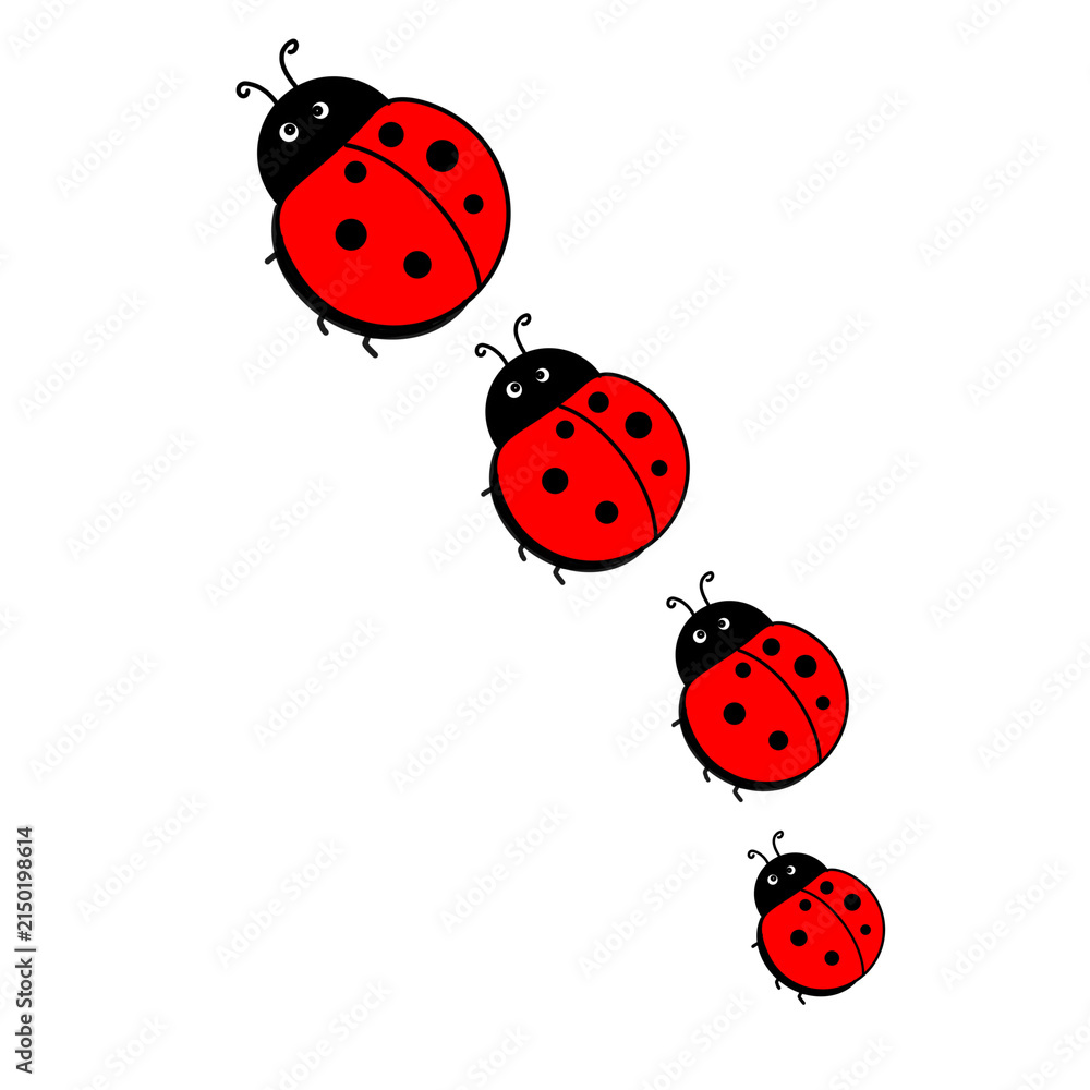 Fototapeta premium Cute Red Ladybug Pattern Illustration