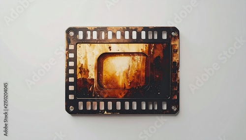 Vintage film strip with rustic texture and warm tones.