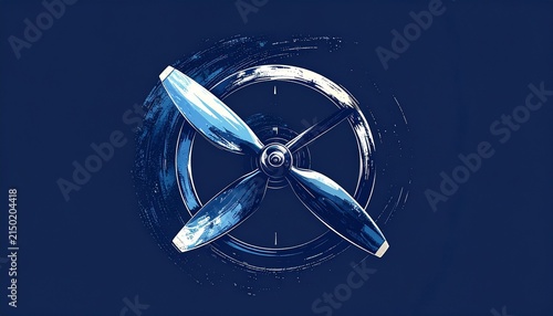 Blue Propeller Blade Motion Blur on Dark Background.